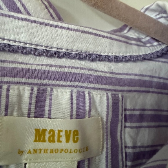 Maeve Bennet Button-down Striped Purple and White Shirt - Picture 4 of 4